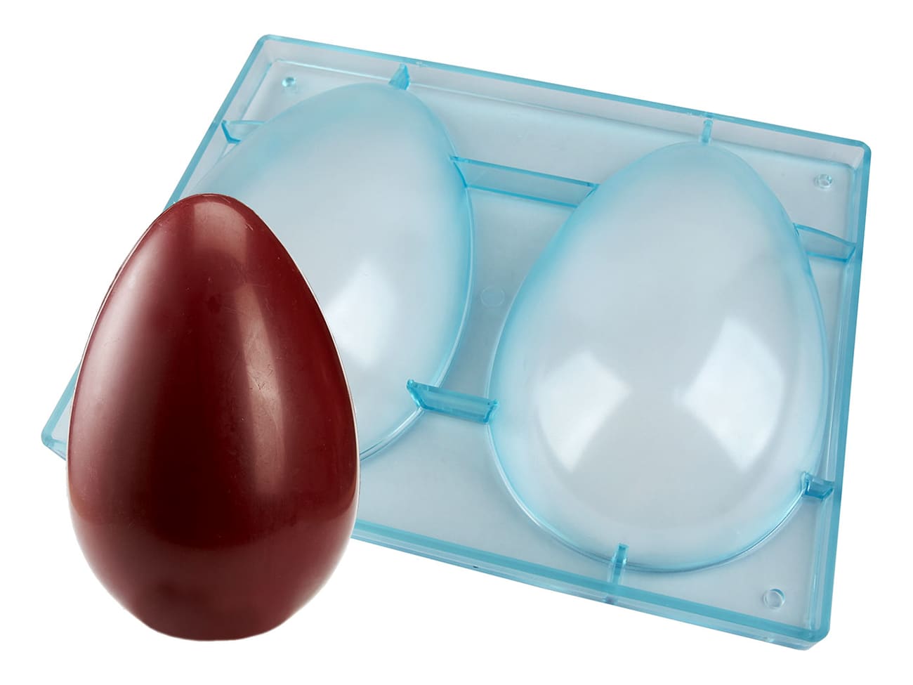 Moule chocolat - demi-oeuf lisse - 2 empreintes 23 x 16 cm