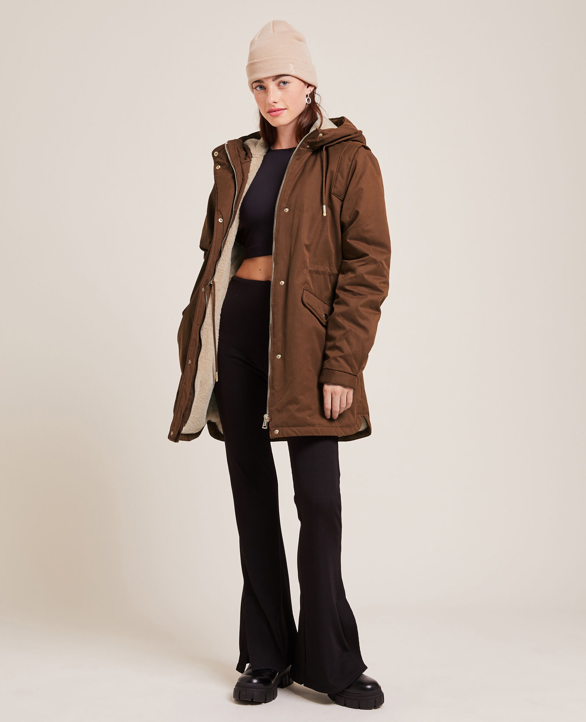 Parka avec doublure fourrure - Marron