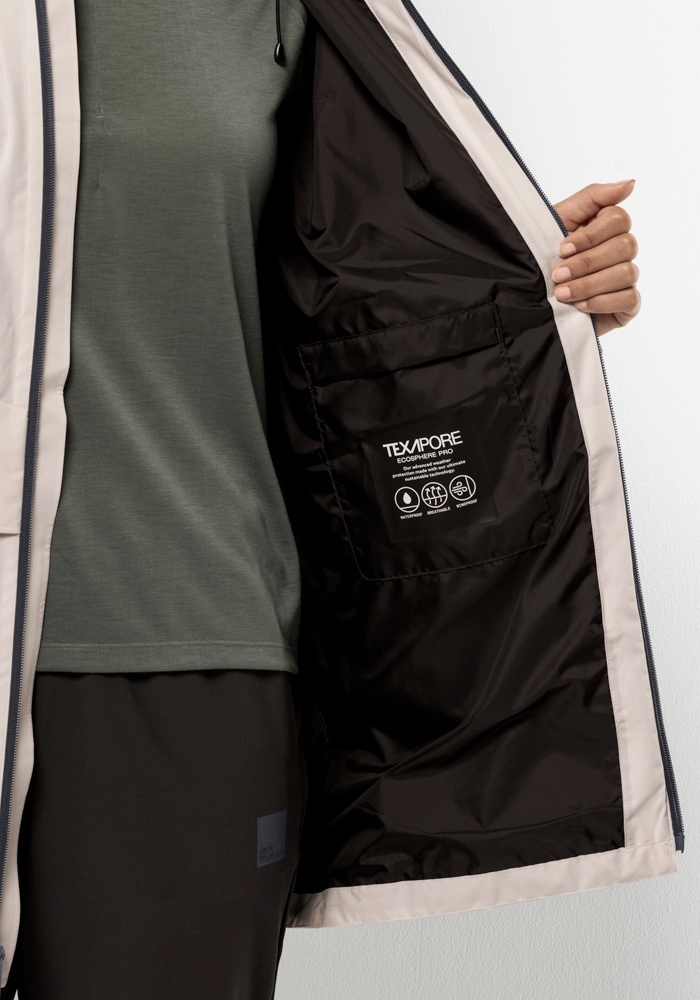 Jack Wolfskin Funktionsjacke »MAINKAI LONG JKT W« mit Kapuze