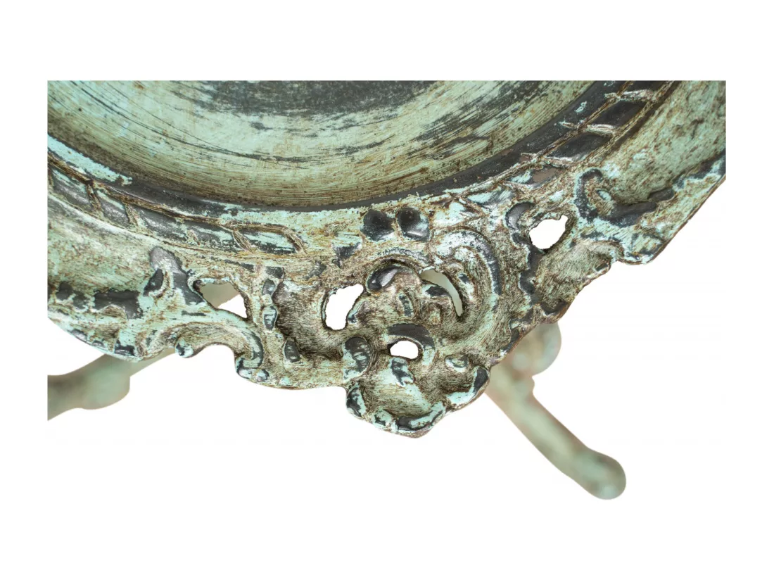 BISCOTTINI Support de Pot de Fleurs - Fonte avec Finition Argent Antique - Porte-Plante - Pot d'Intérieur et d'Extérieur - Jardinière - Jardin - 45x45x60cm