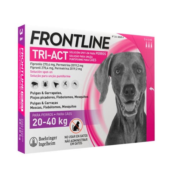 Frontline Tri-Act Cão 20-40Kg 3 Pipetas