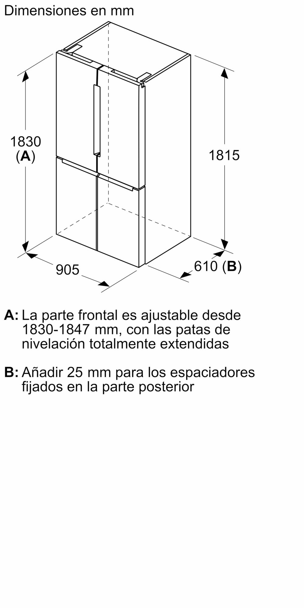Série 6 Multidoor 183 x 90,5 cm Aço inoxidável resistente a impressões digitais KFN96APEA
