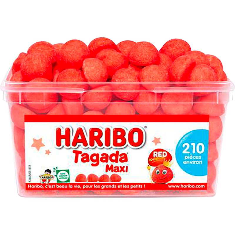 Bonbons maxi Tagada fraise Haribo - Boîte de 1,05 kg