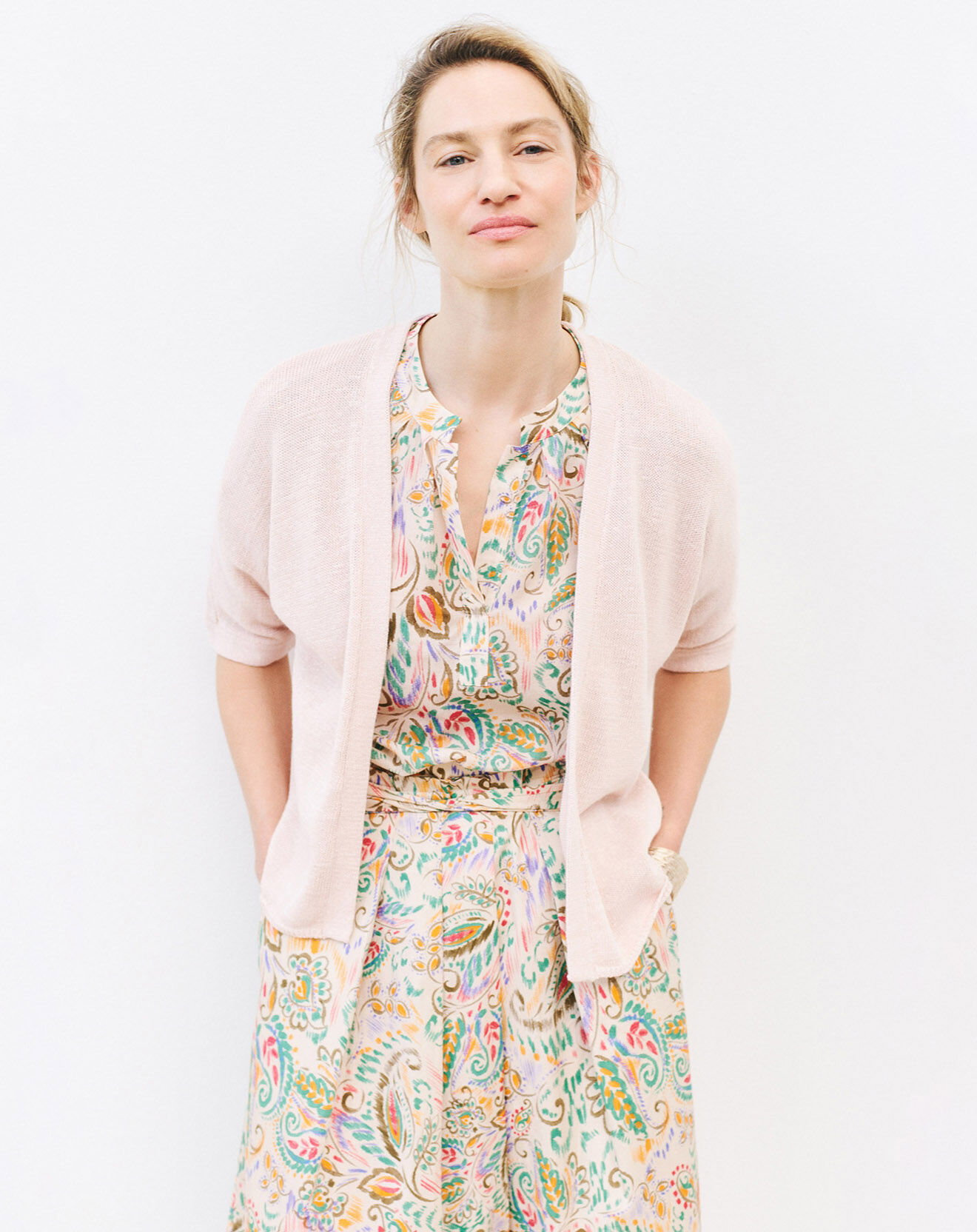 Caroll Gilet en Lin & Coton mélangés Lucilia cream tan