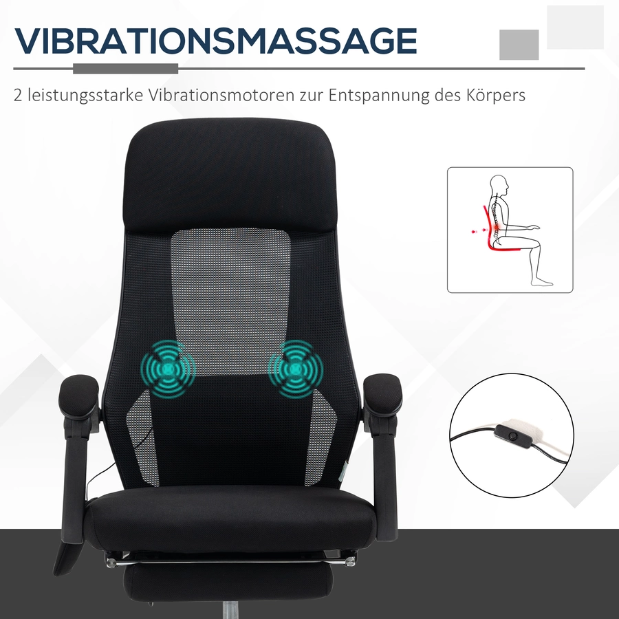 Vinsetto Bürostuhl mit Massagefunktion schwarz