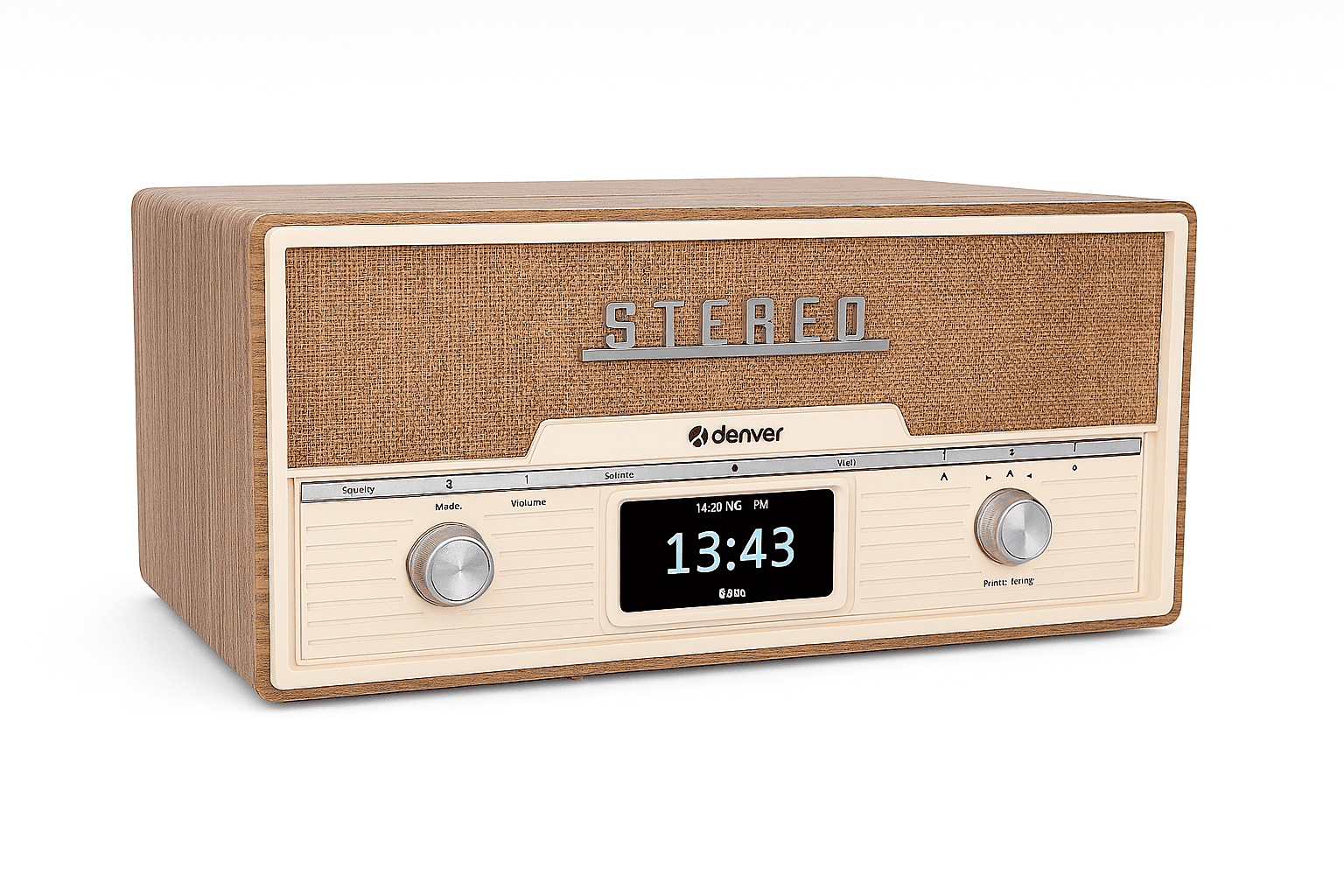 Denver MDA525DW Bluetooth DAB Radio CD Speler – Lightwood