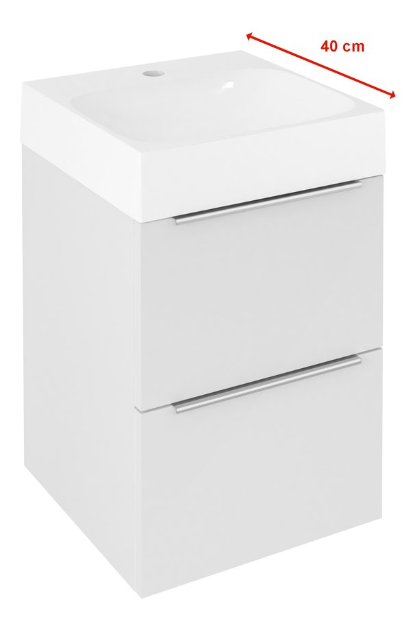 Sapho Emona Compact wastafelmeubel 55cm wit glans met witte wastafel