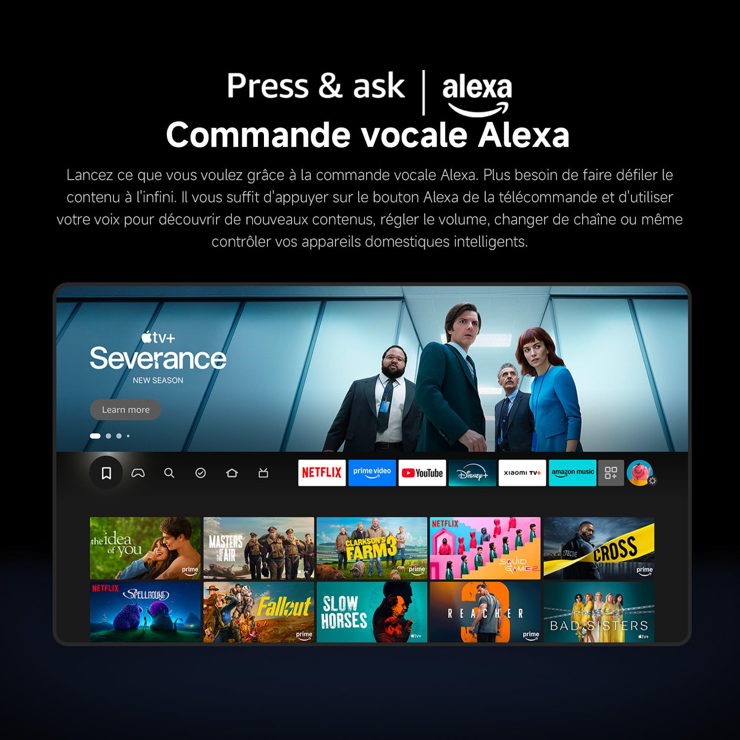 XIAOMI TV F 65, 165 cm (65 Pouces), 4K UHD, Smart TV, Fire TV, Contrôle Vocal Alexa, HDR10, MEMC, Mode Game Boost 120Hz, 2Go+32Go, Compatible avec Air