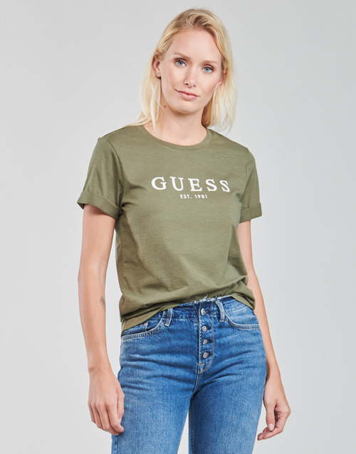 Guess - ES SS GUESS 1981 ROLL CUFF TEE - Kaki