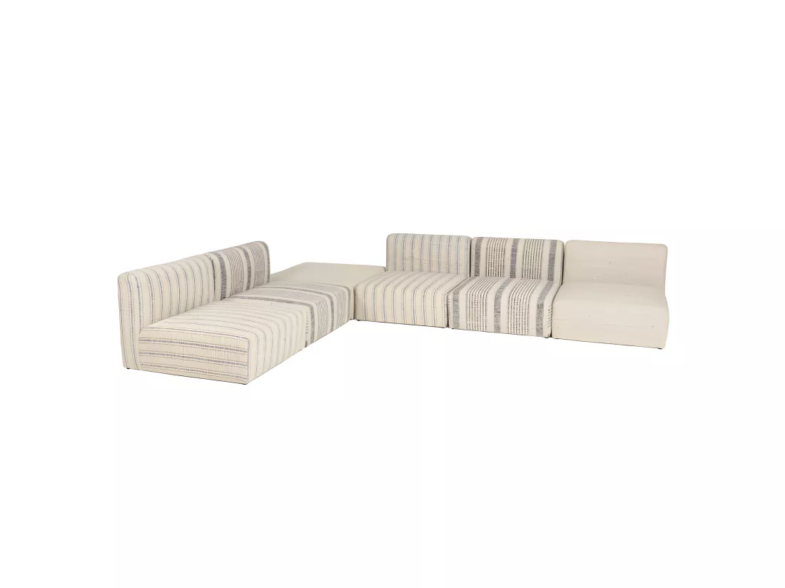 GLORIA - Canapé modulable 6 pièces en coton gris et beige