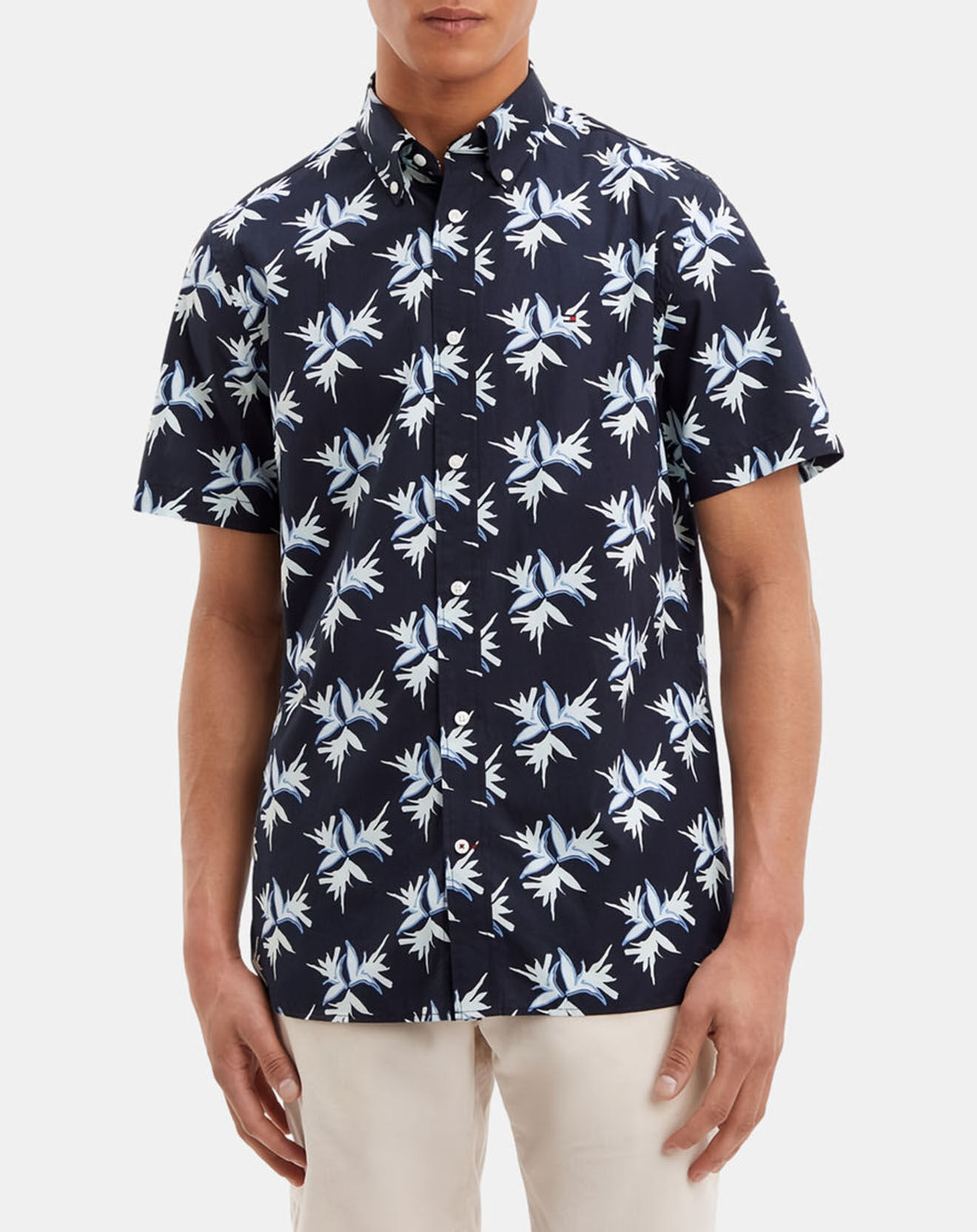 Tommy Hilfiger Chemise regular imprimée feuilles bleu marine