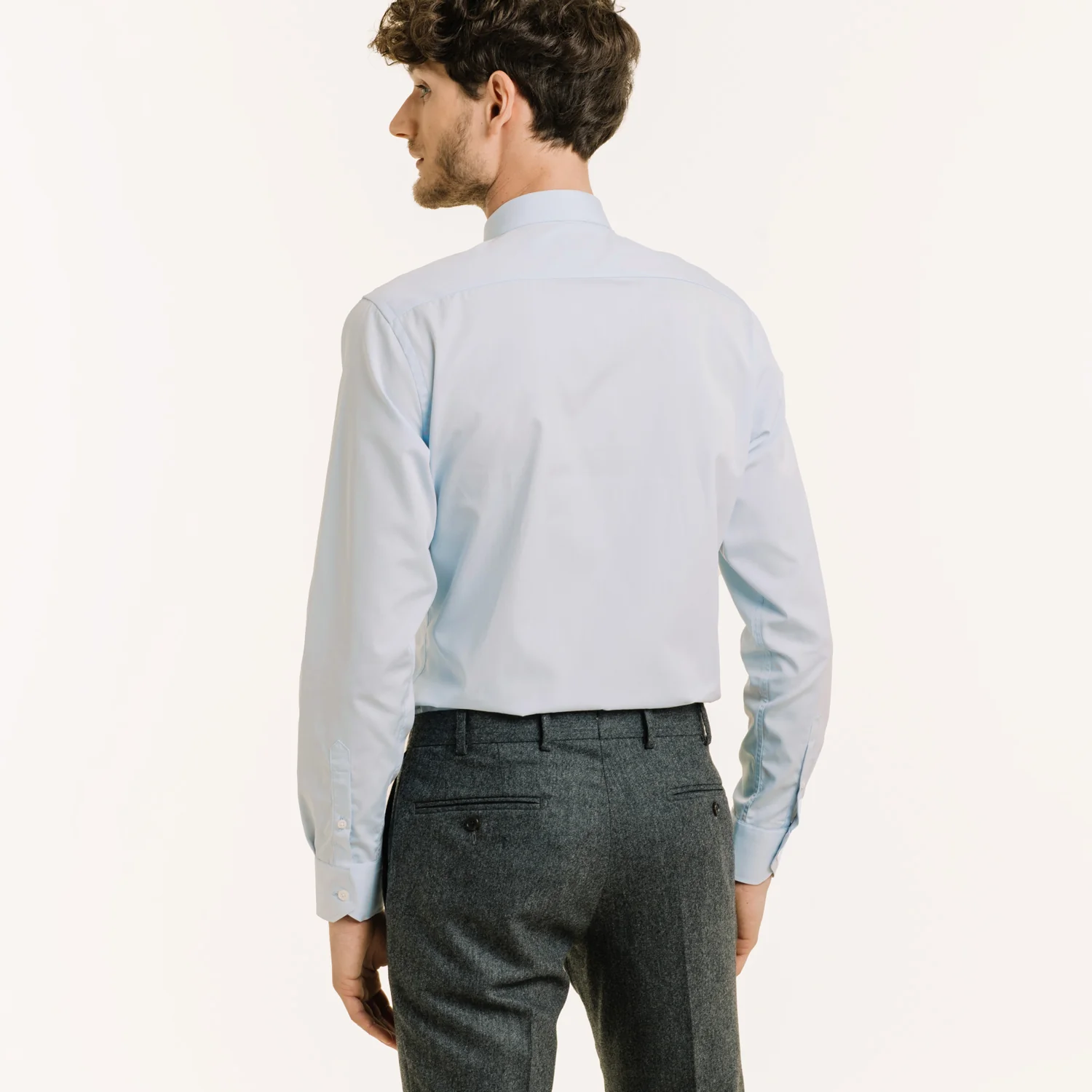 Sky blue double-twisted poplin shirt