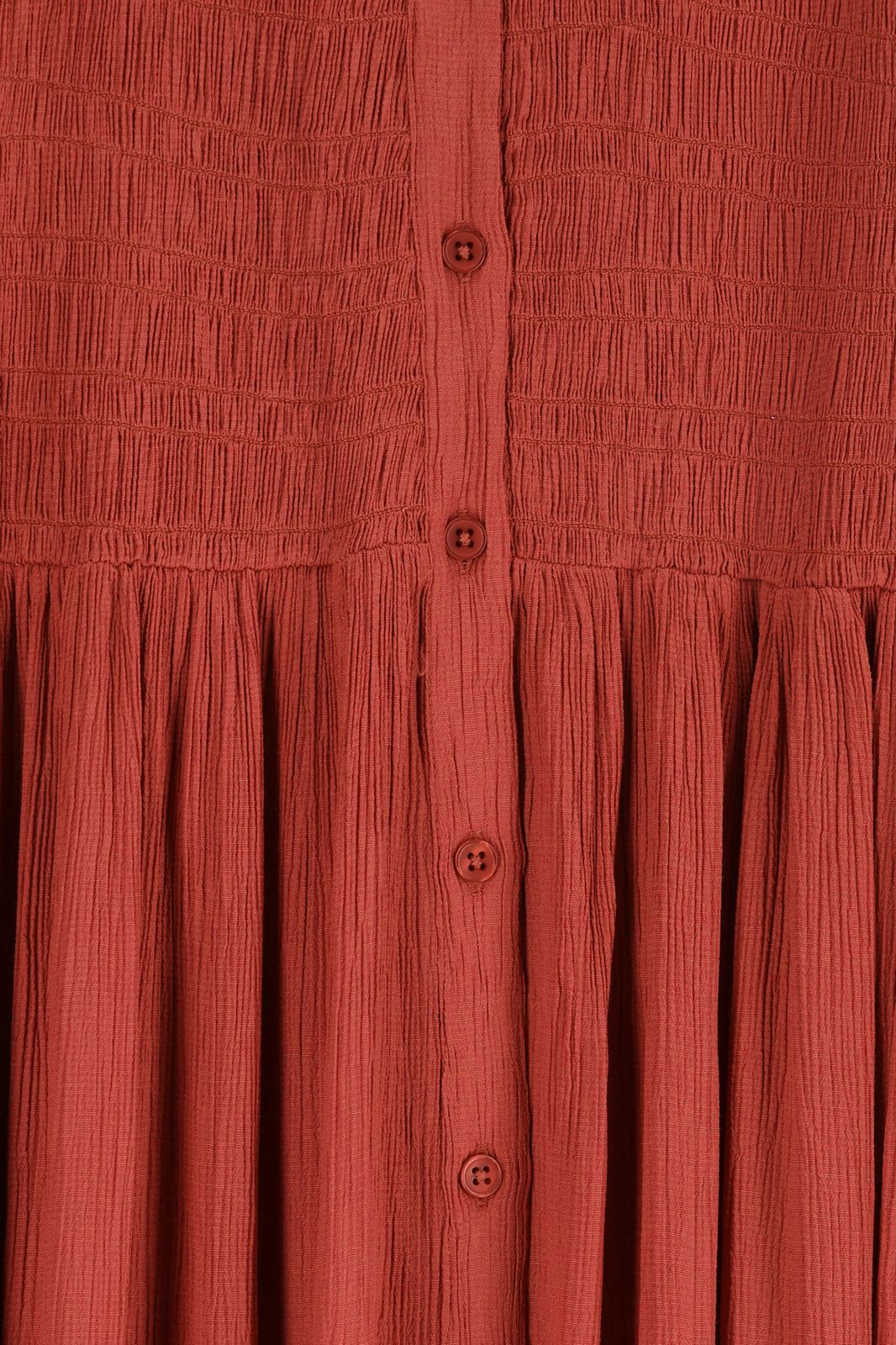 Donkerrode maxi jurk met smock details