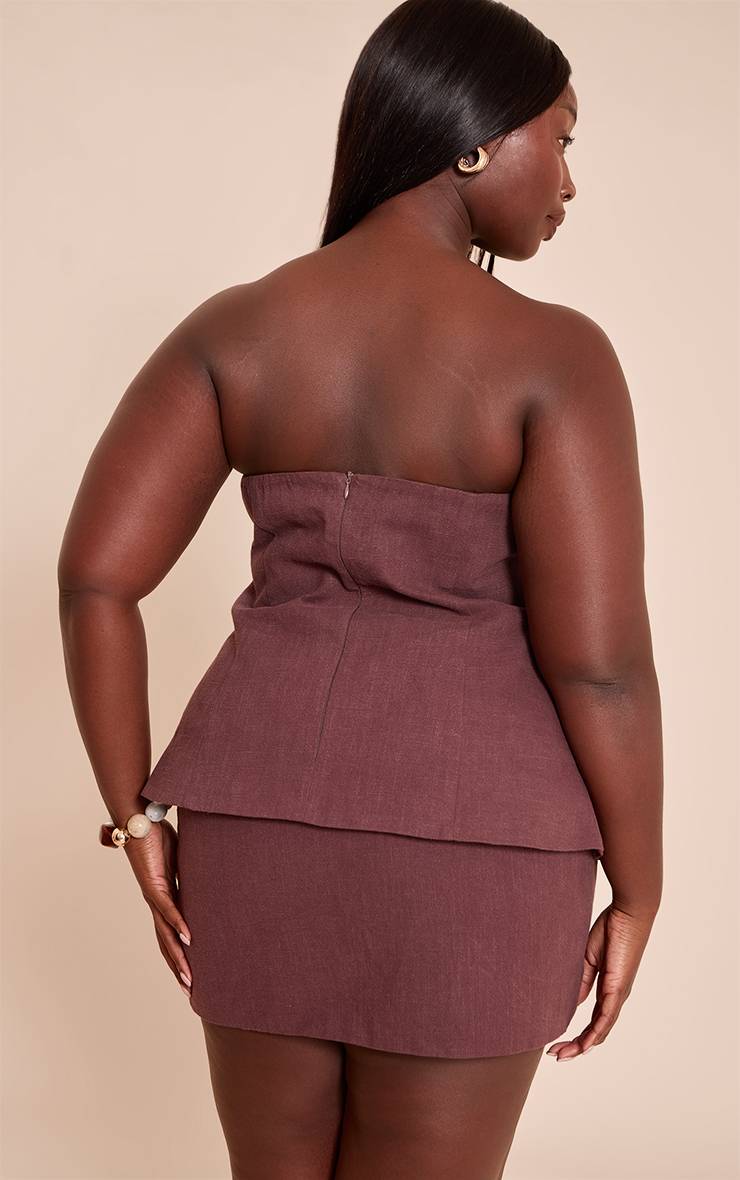 Deep Chocolate Jupe Courte Évasée En Lin Premium Grande Taille - Ensemble Coordonné