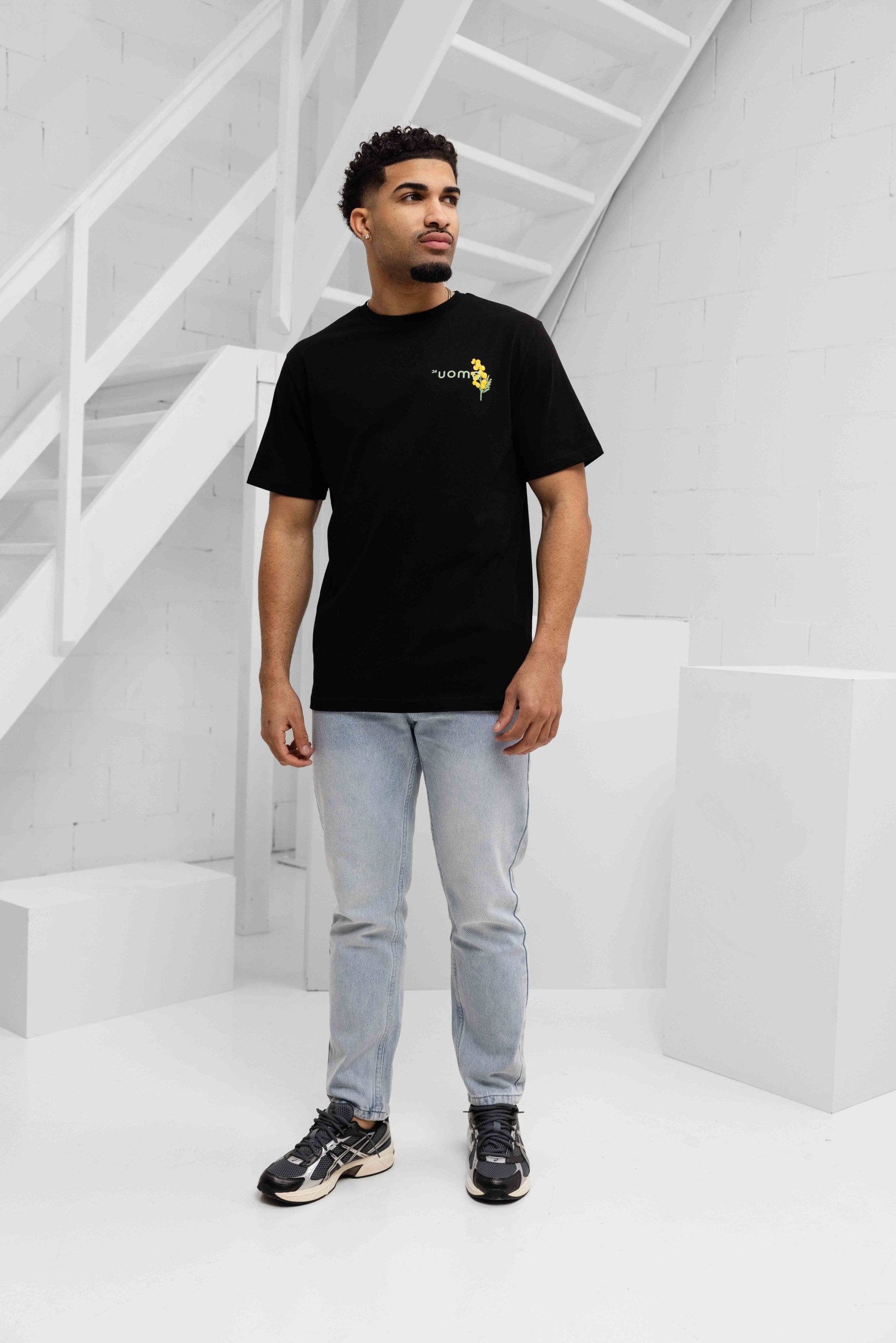 24 Uomo Flower T-Shirt Heren Zwart