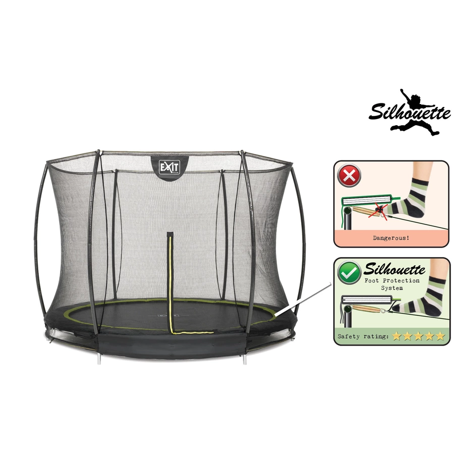 EXIT Bodentrampolin Silhouette ø305 cm mit Sicherheitsnetz - schwarz