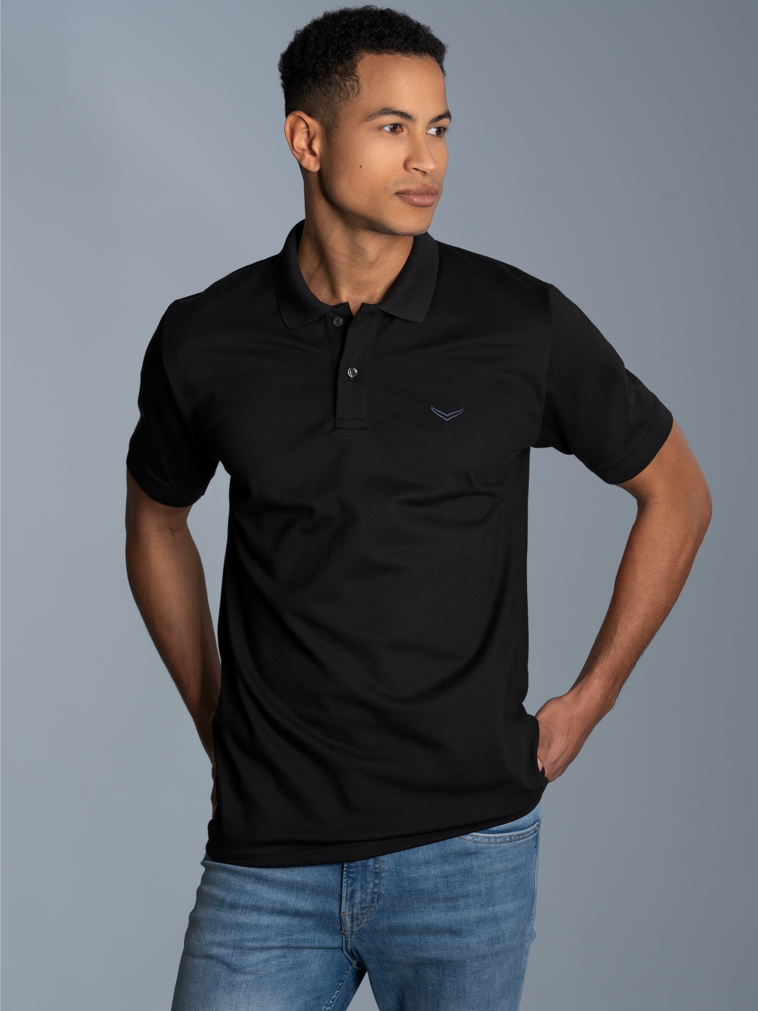 Poloshirt DELUXE Piqué Schwarz
