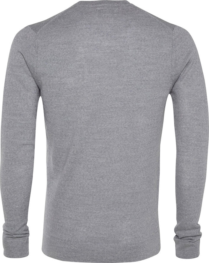 Lindbergh Merino strik med rund hals Lt grey mix