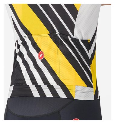 Maillot à Manches Courtes Castelli Héritage Homme Noir Blanc Jaune