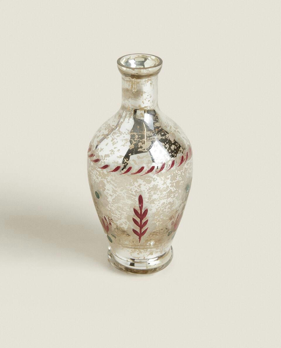 VASO DE VIDRO COM FLORES DE NATAL