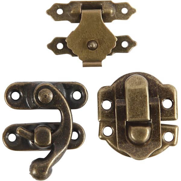 Minibeslag, antikk gull, str. 16x19-21,5x31 mm, 15 sett/ 1 pk.