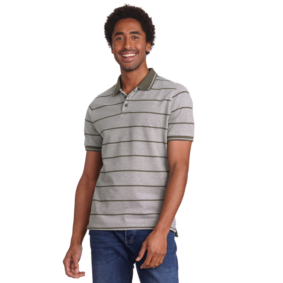 VanVaan Herren Poloshirt mit Streifen dunkeloliv