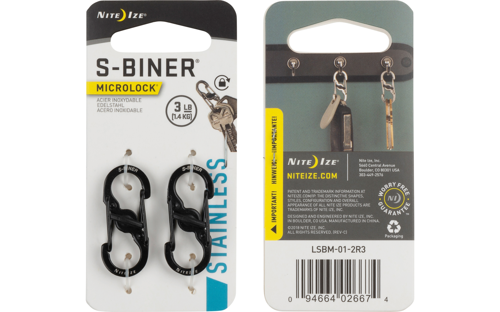 Nite Ize S-Biner MicroLock - silber, 2 St.