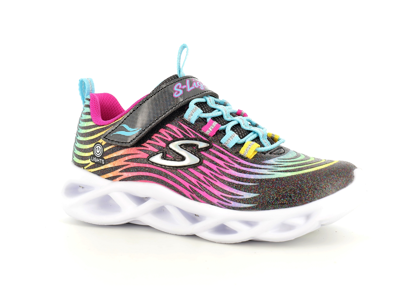 Skechers-TWISTY BRIGHTS Matières combinées Noir Rose