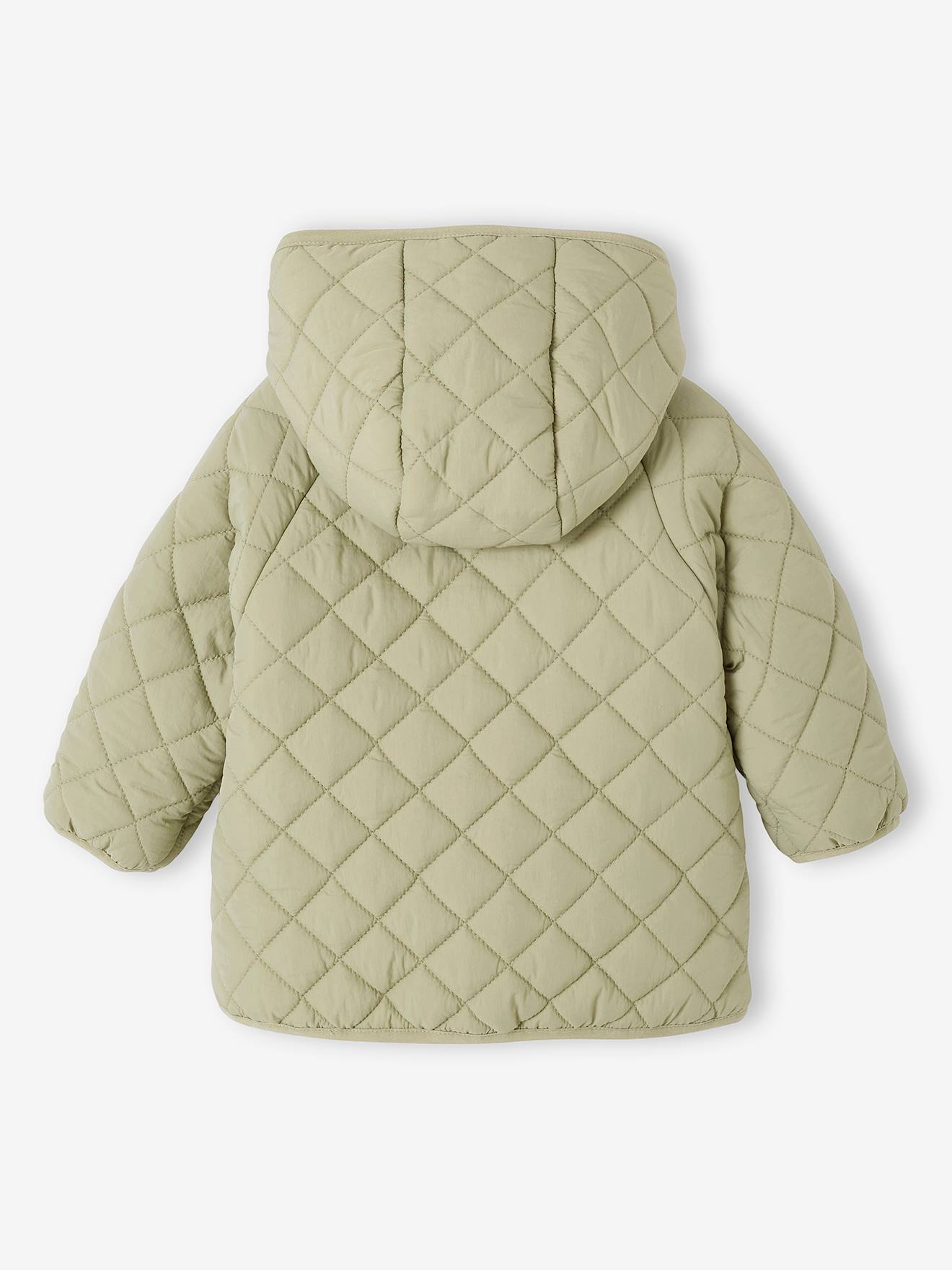 Jaqueta verde acolchoada com capuz para bebê