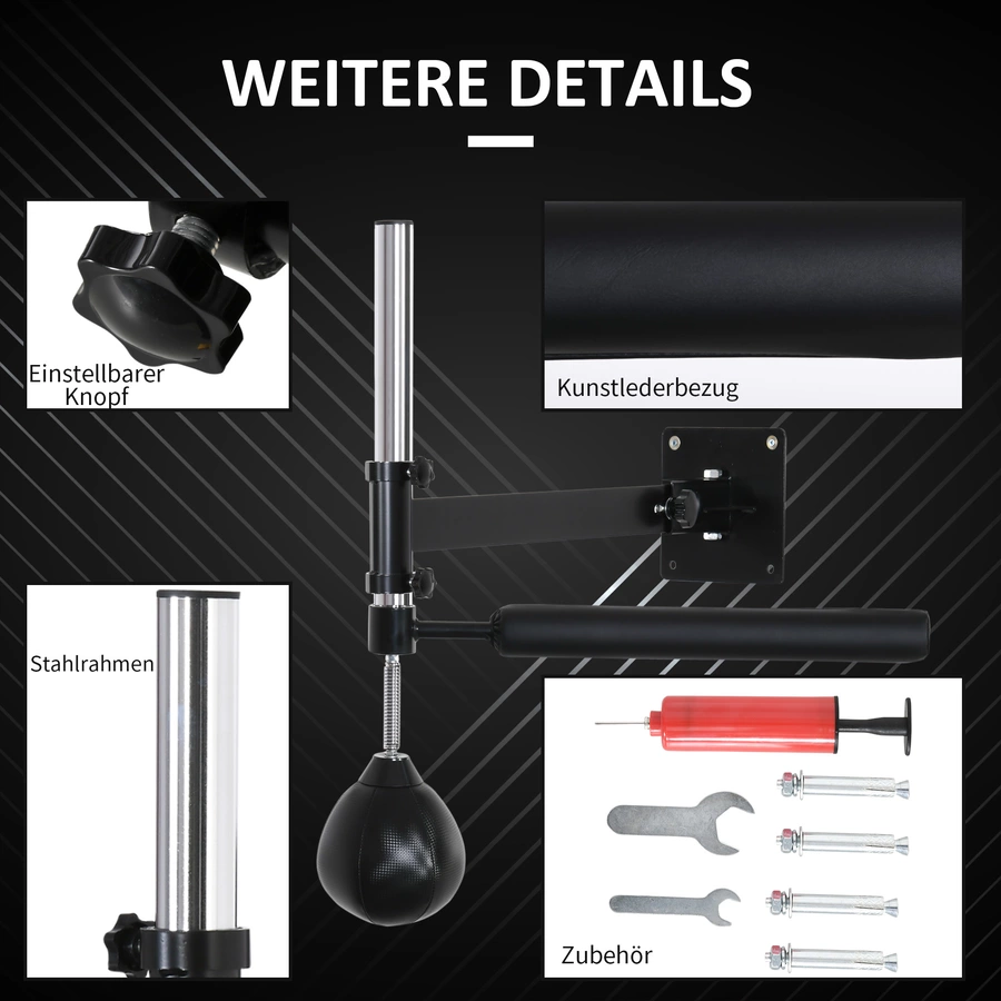 HOMCOM Speedboxen-Trainer mit Reflexstange schwarz
