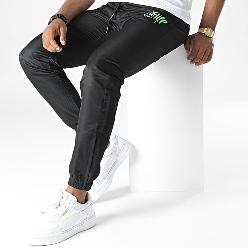 Pantalon Jogging Diamant Logo Noir Vert Fluo