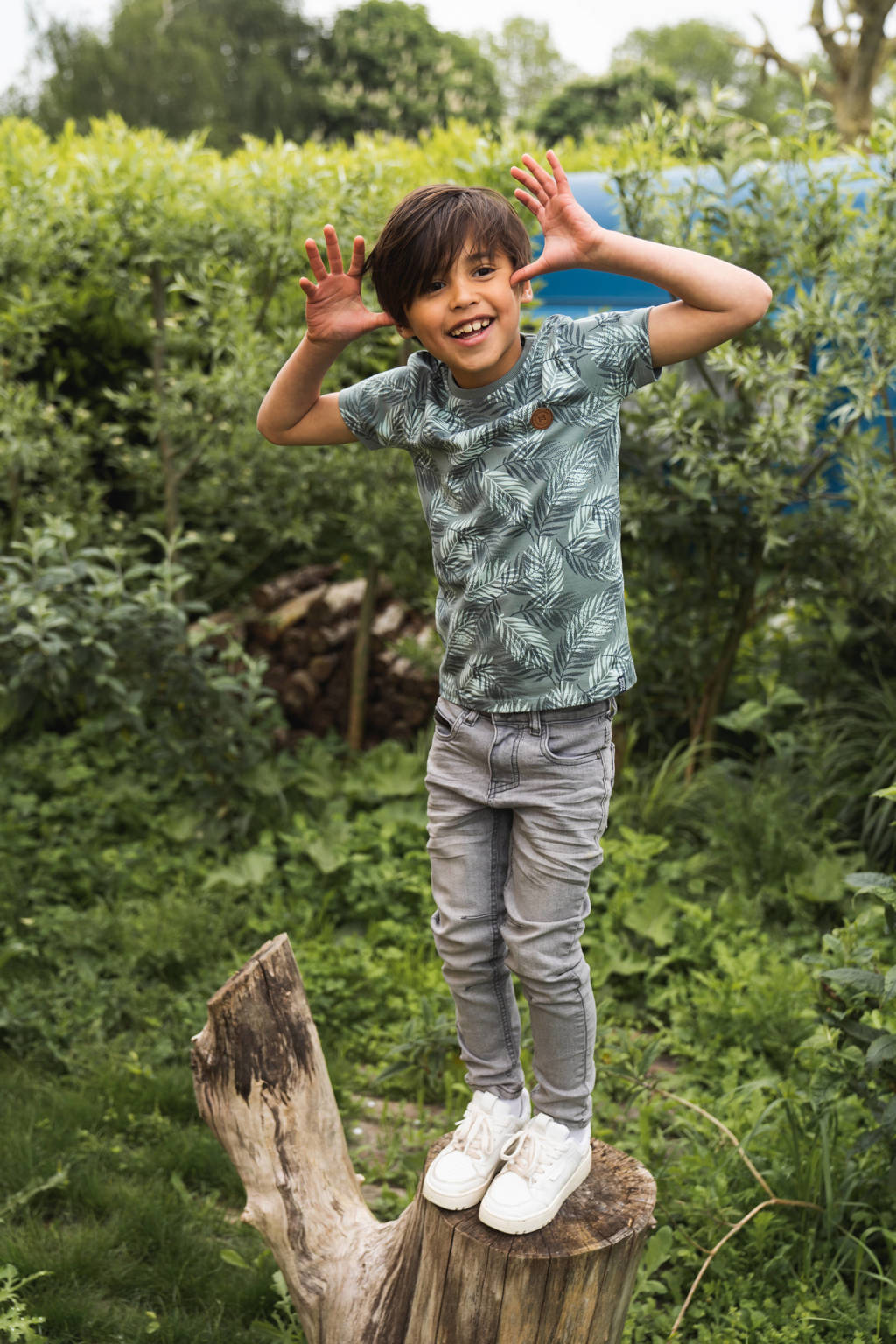 Koko Noko T-shirt met all over print groen/lichtgroen
