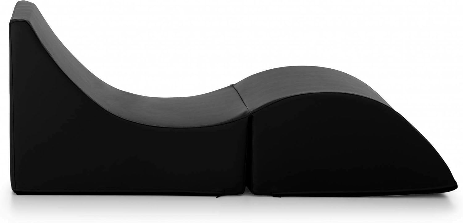 Talamo Italia - Klappbett Andreina, Pouf umwandelbar in ein Einzelbett, Chaiselongue aus Öko-Leder, 100 % Made in Italy, 130 x 50 x 50 cm, Schwarz