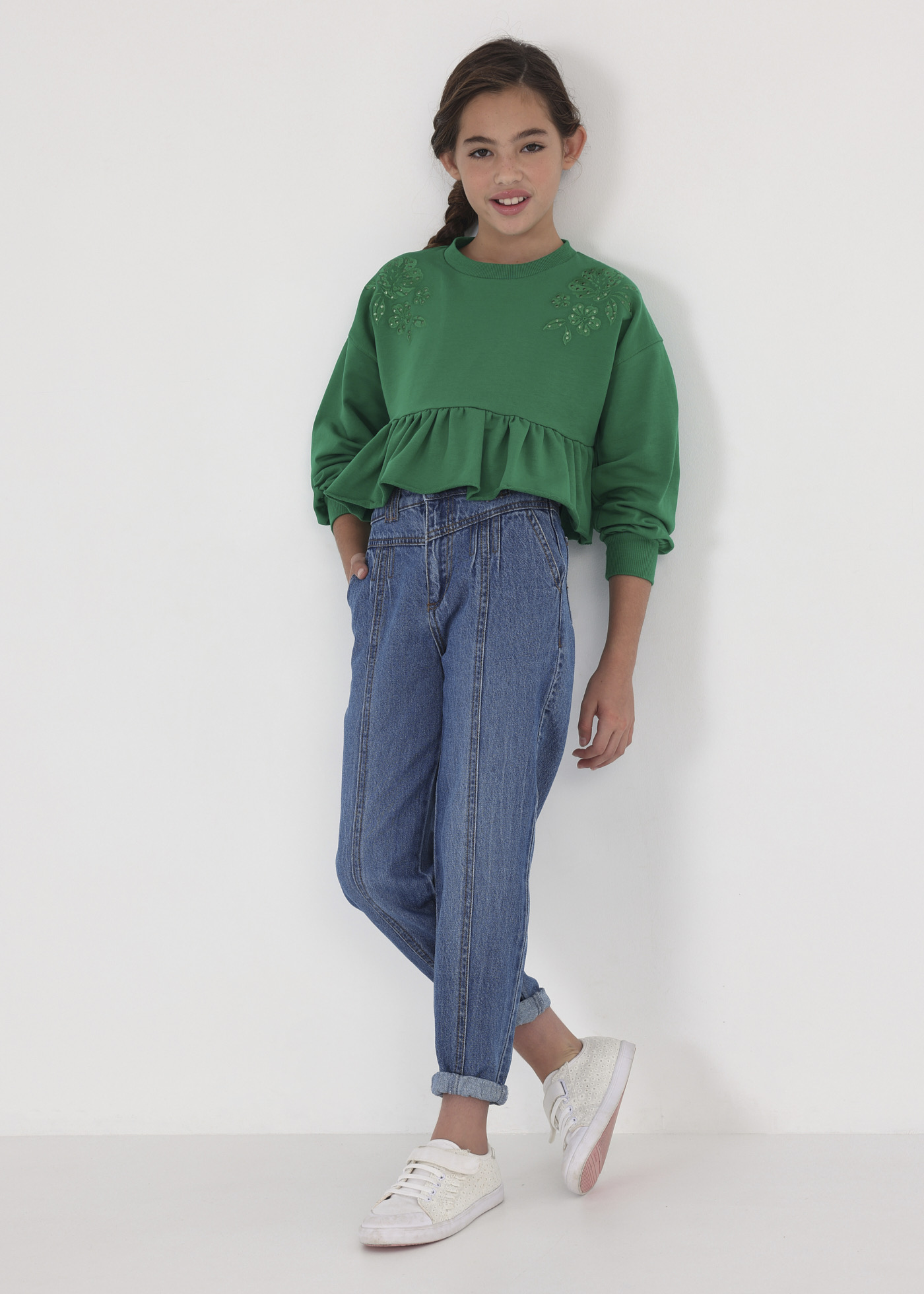 Blusa de moletom infantil com babados