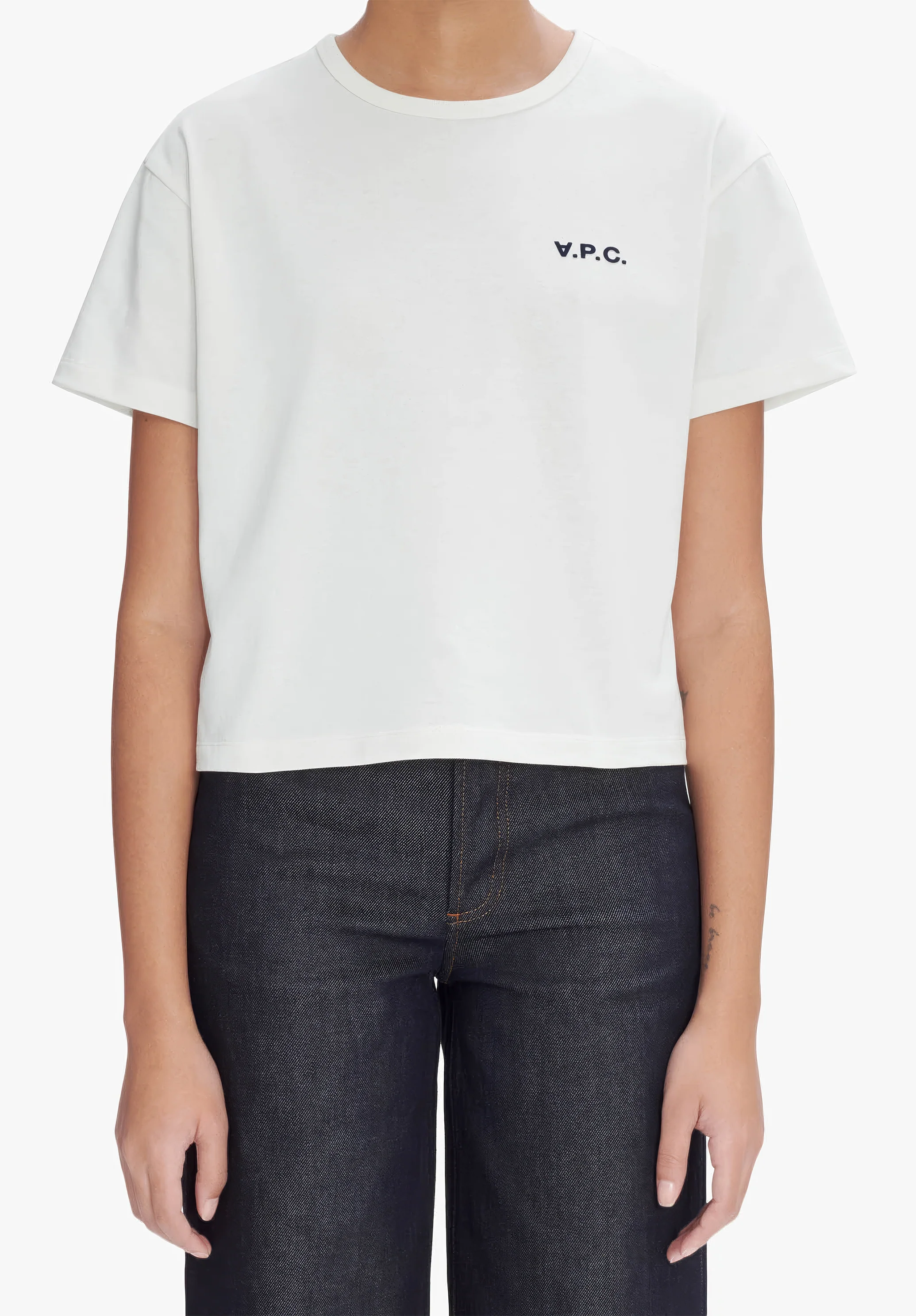 t-shirt boxy petit vpc - Blanc/dark navy