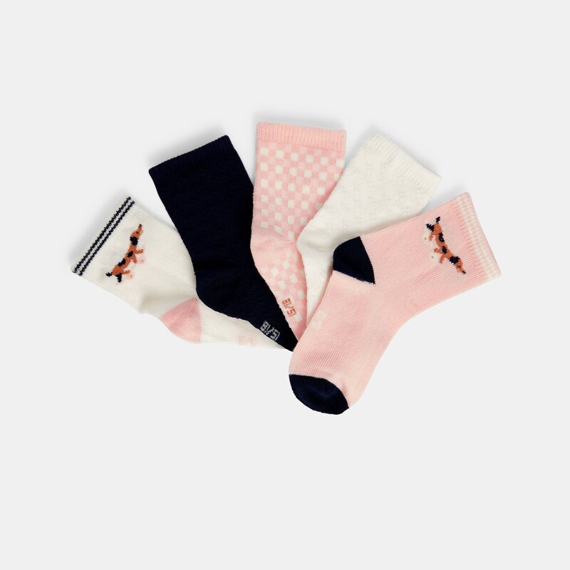 Chaussettes chiens rose bébé fille (lot de 5) Rose