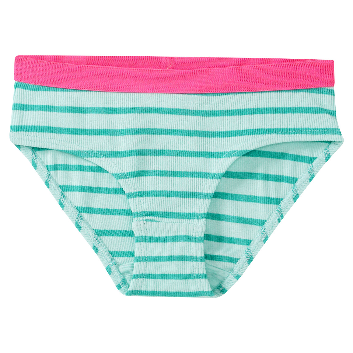 Famy 5 Mädchen Slips mit Rippstruktur weiss / helltürkis / rosa