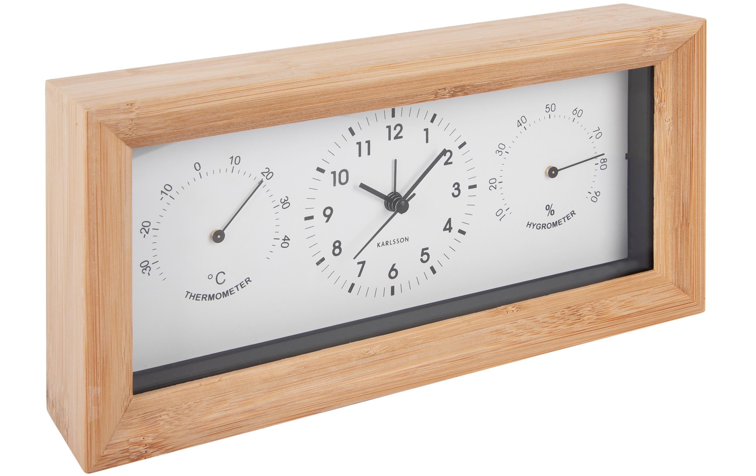 Klassischer Wecker Neat Rectangle Bambus / WeissBambuswecker