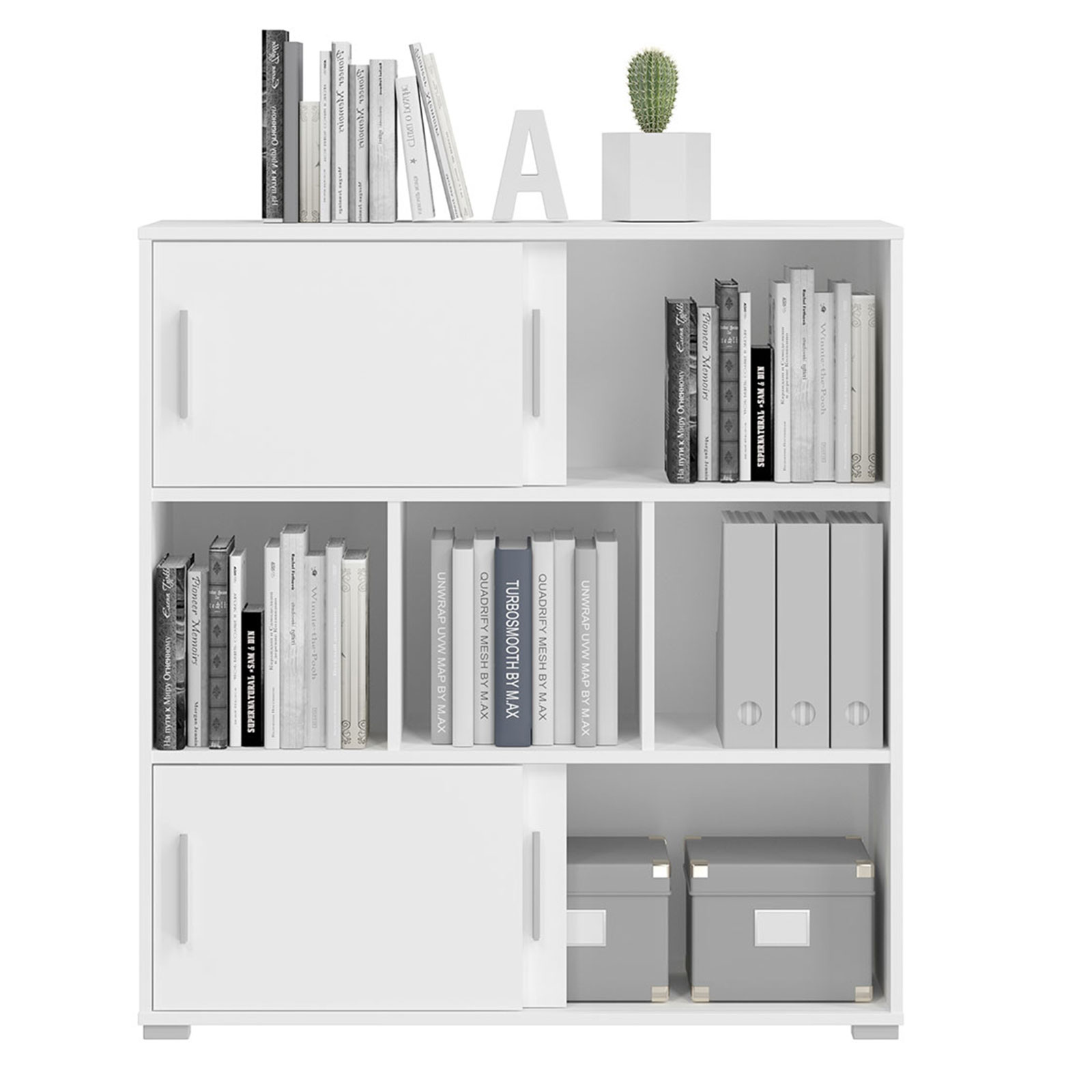 Kommode MOVER - weiß - 4 Schiebetüren - 100x107 cm