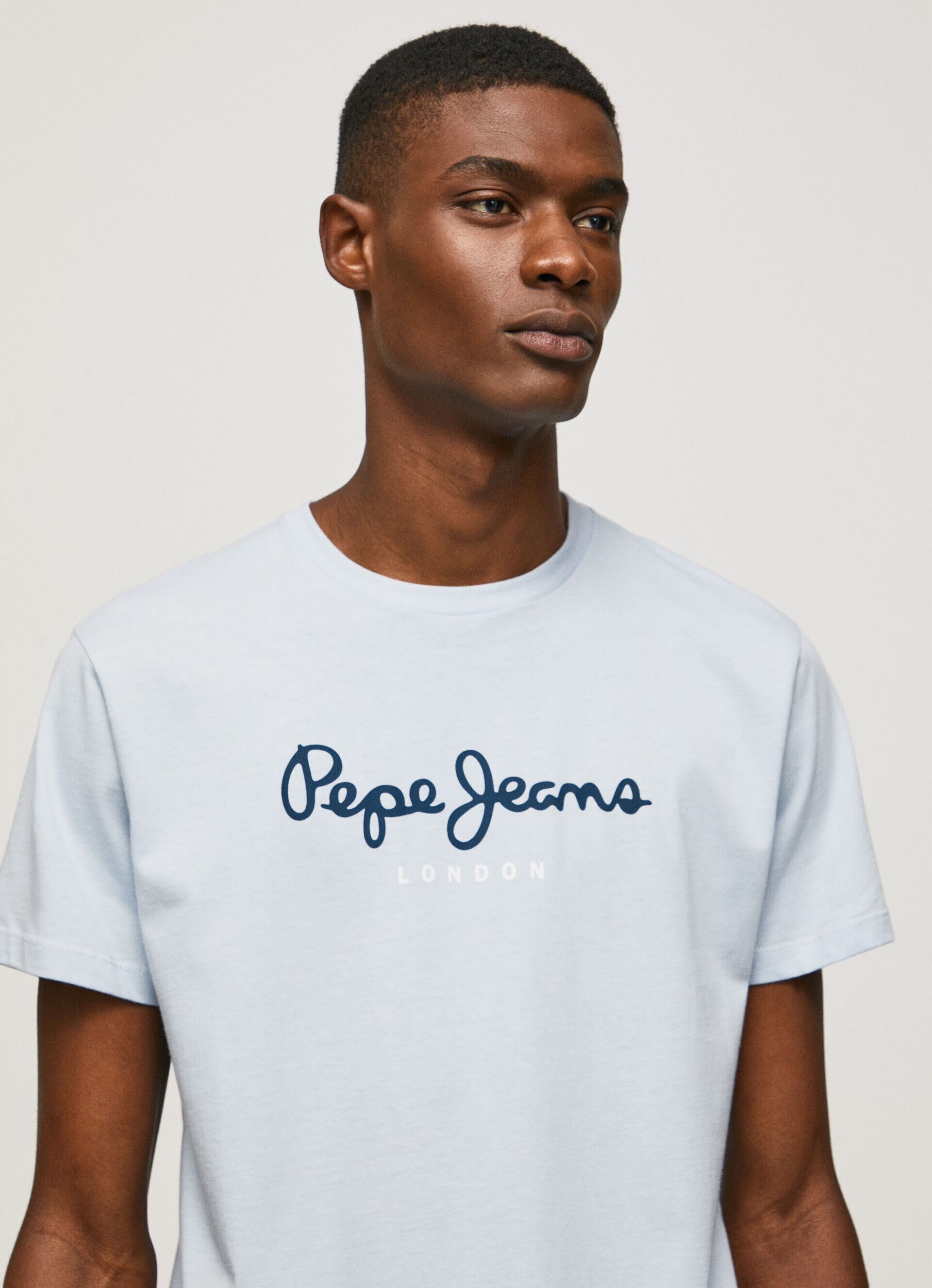 Camiseta de algodão com logo estampado - azul claro
