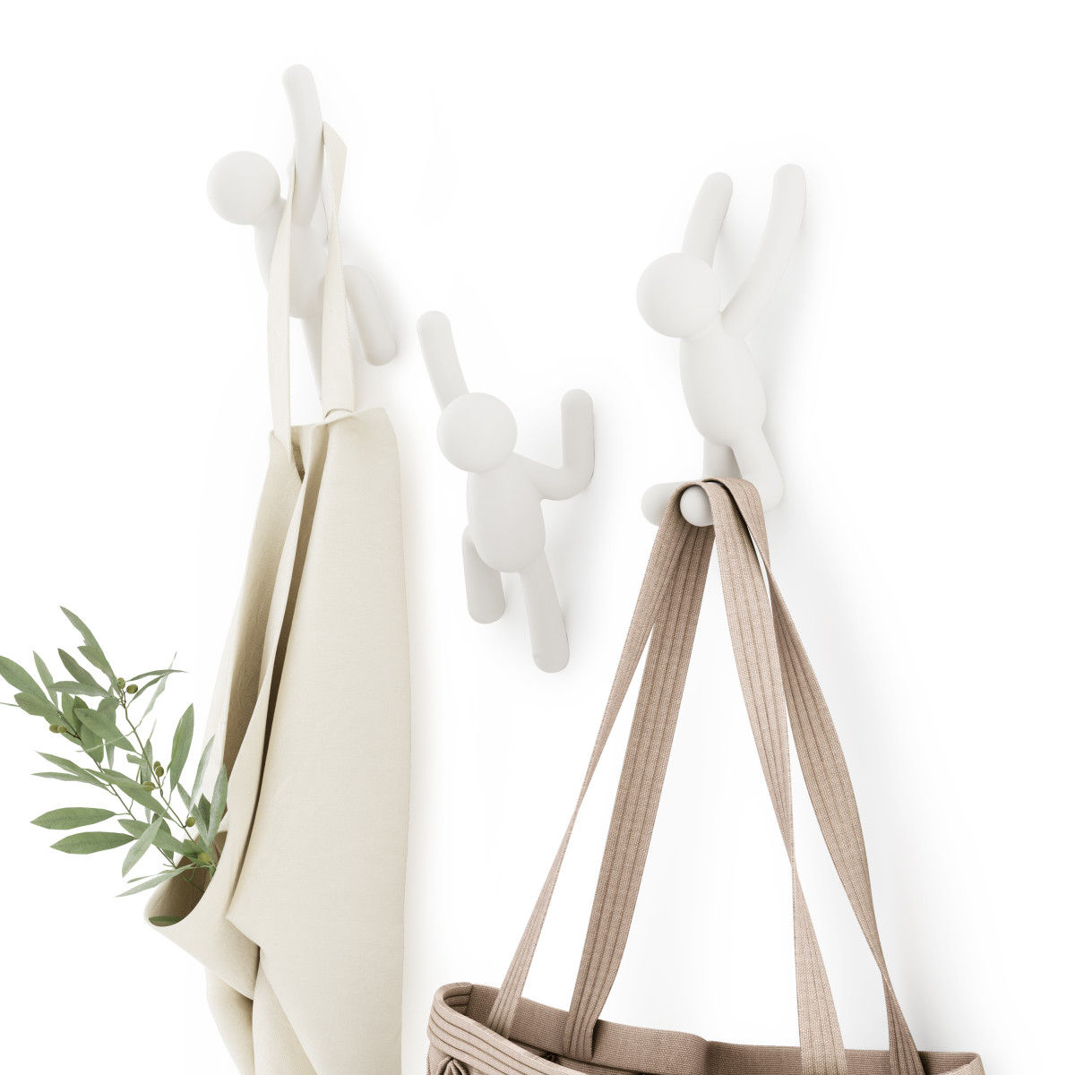 Ophanghaak Buddy wit – set van 3