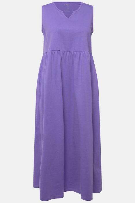 Jerseykleid, A-Linie, Tunika-Ausschnitt, ärmellos