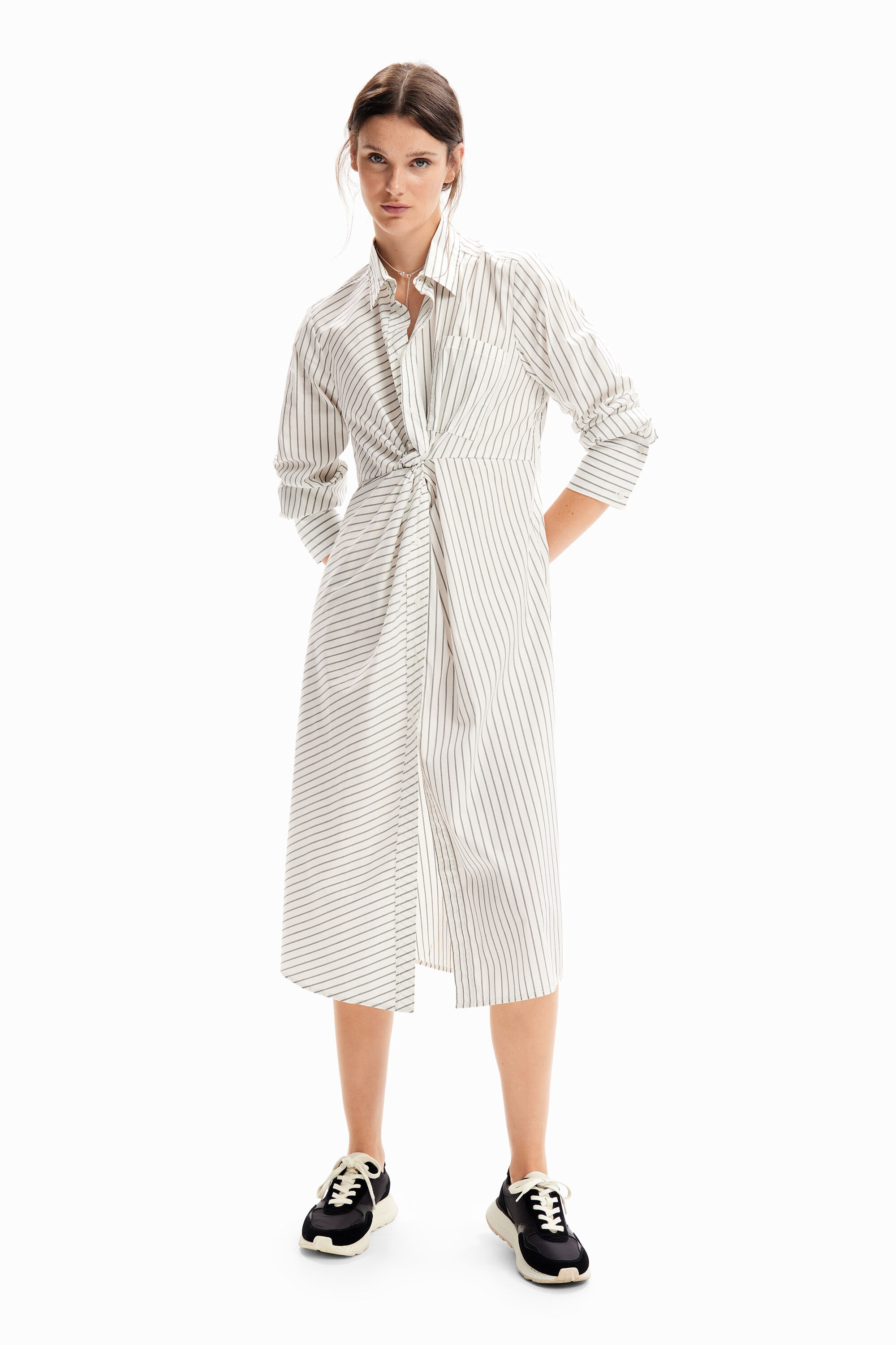 Robe chemise midi rayures