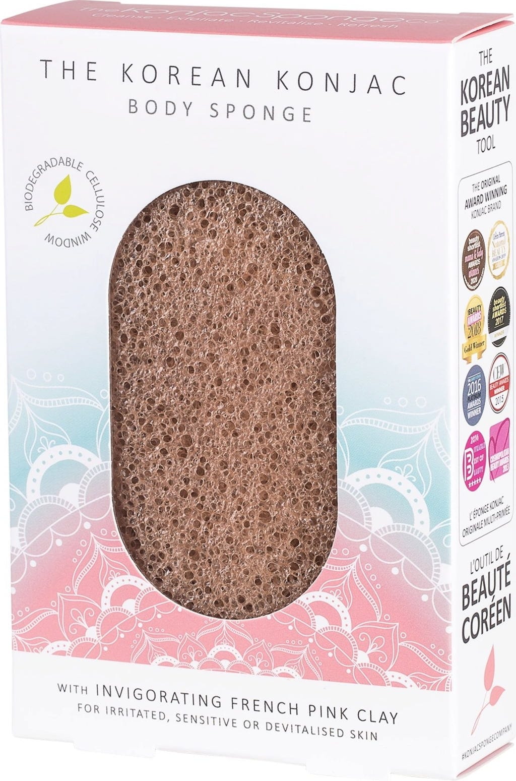The Konjac Sponge Company  Mandala Konjac Body Sponge Pink Clay