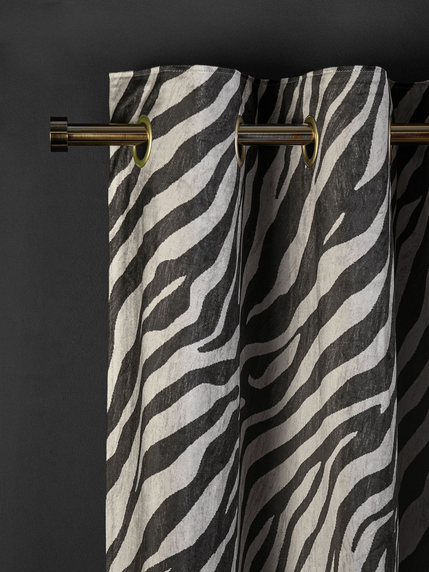 Velvet Zebra Print Eyelet Curtains