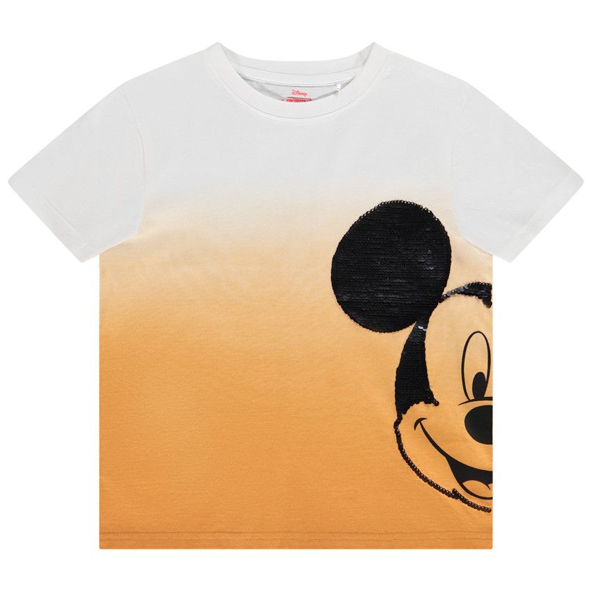 T-shirt manches courtes Mickey Disney en sequins magiques pour garçon - Blanc