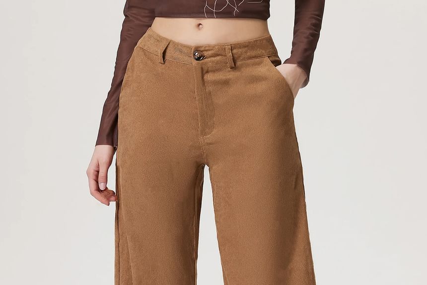 blossomgal - Lage taille corduroy broek met wijde pijpen