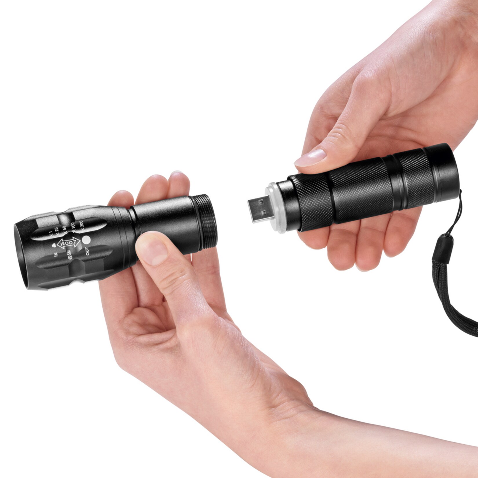 MAXXMEE Power-Taschenlampe 3,7V schwarz 1800mAh