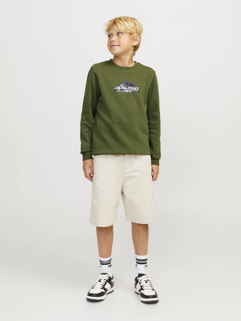 JACK & JONES sweater JCOMOUNTAIN met printopdruk mosgroen