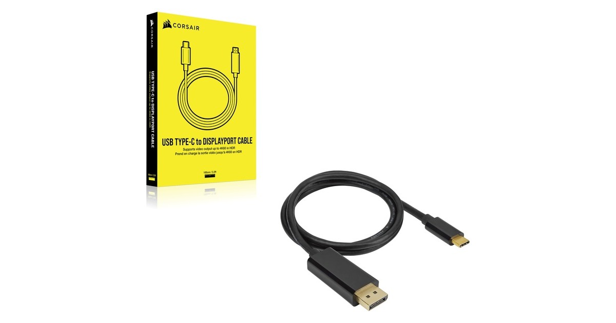 CorsairUSB-C > DisplayPort kabel  (Zwart, 1 meter)